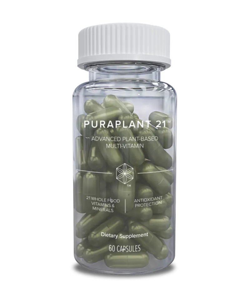 pura plant 21 plant-based vitamins with 100% daily value of 21 essential vitamins and minerals